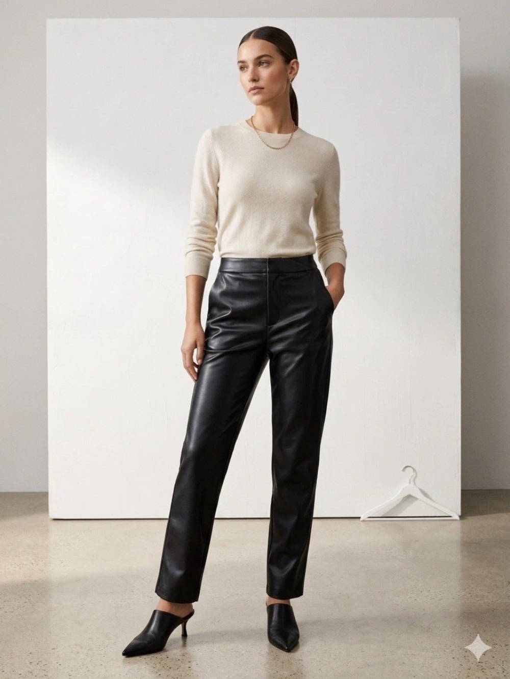 NWT  Elodie Faux Leather Straight Pants in Black High Rise Size XS